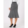 Allegra K Women's Tweed High Waist Midi Plaid Belted Fishtail Bodycon Skirts - 4 of 4