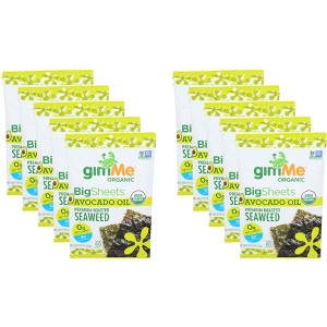Gimme Organic Big Sheets Avocado Oil Premium Roasted Seaweed Snacks - Case of 10 - 0.92 oz - 1 of 2