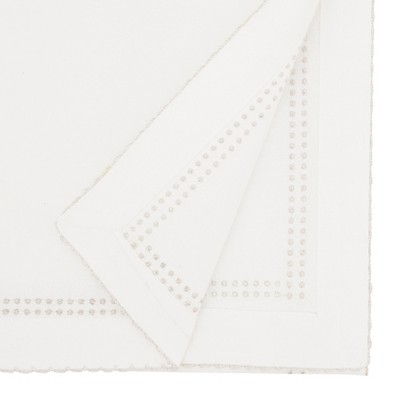 Elegant White Cotton and Polyester Embroidered Table Runner 16" x 72"