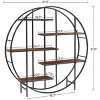 Round Industrial 5-Tier Bookshelf - Rustic Brown Open Storage Shelf for Plants, Books & Decor | Freestanding Display Shelf for Living Room, Office - 3 of 4