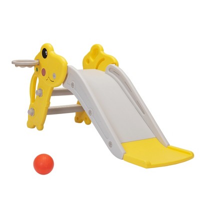 Infurnic Baby Activity Gyms Multi-Purpose Kids Slide, Indoor, Outdoor Playset with Basketball, Thoughtful Design, Multicolored, 28"*7"*16"