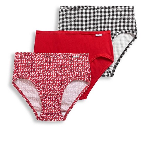 Jockey Womens Elance Hipster 3 Pack Underwear Hipsters 100% cotton 7 Holly  Berry Red/Classy Gingham/Fa La La