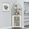 TROPOW Corner Bar Rack Cabinet with Detachable Wine Rack, Bar Cabinet with Glass Holder, Small Sideboard and Buffet Cabinet with Mesh Door - 2 of 4