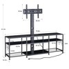 VECELO TV Stand with Mount and Power Outlet, Console Table with Height Adjustable Entertainment Center with Storage Shelves for 70 in. TV, Black/Brown - 3 of 4