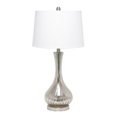 Speckled Mercury Tear Drop Table Lamp with Fabric Shade White - Lalia Home