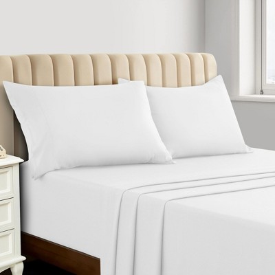 4 Piece Rayon From Bamboo Sheet Set Deep Pocket Cooling Solid Sheets - Lux Decor Collection