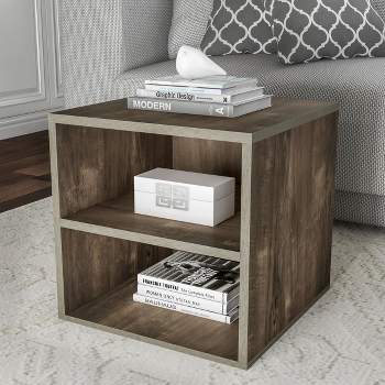 Hasting Home Modern Stackable Modular Cube End Table with Shelves