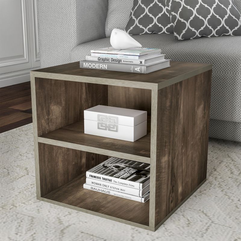 Hasting Home Modern Stackable Modular Cube End Table with Shelves, 1 of 9