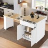 Bella Depot Fluted 82.6" Kitchen Island with Extendable Table, Kitchen Table with Double-Side Storage, 2 Drawers 2 Side Open Shelves - 3 of 4