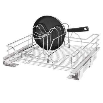 Rev-A-Shelf Single Steel Pullout Organizer for Base Kitchen/Bathroom Cabinets, Wire Storage Basket w/ Soft-Close, Chrome, 20.5 x 21.74 In, 5730-21CR