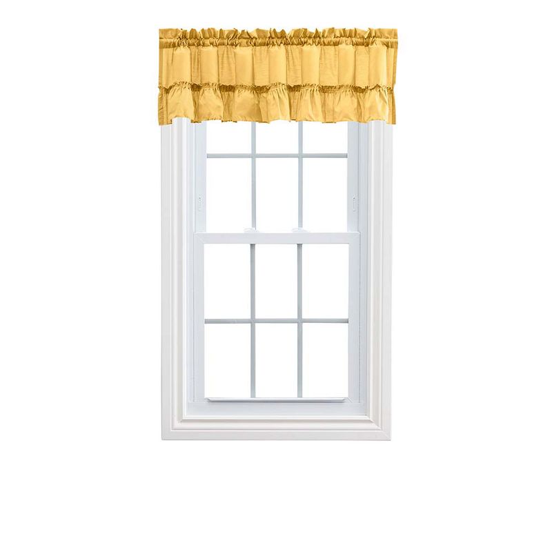 Ellis Stacey 1.5" Rod Pocket High Quality Fabric Solid Color Window Ruffled Filler Valance 54"x13" Yellow, 1 of 4