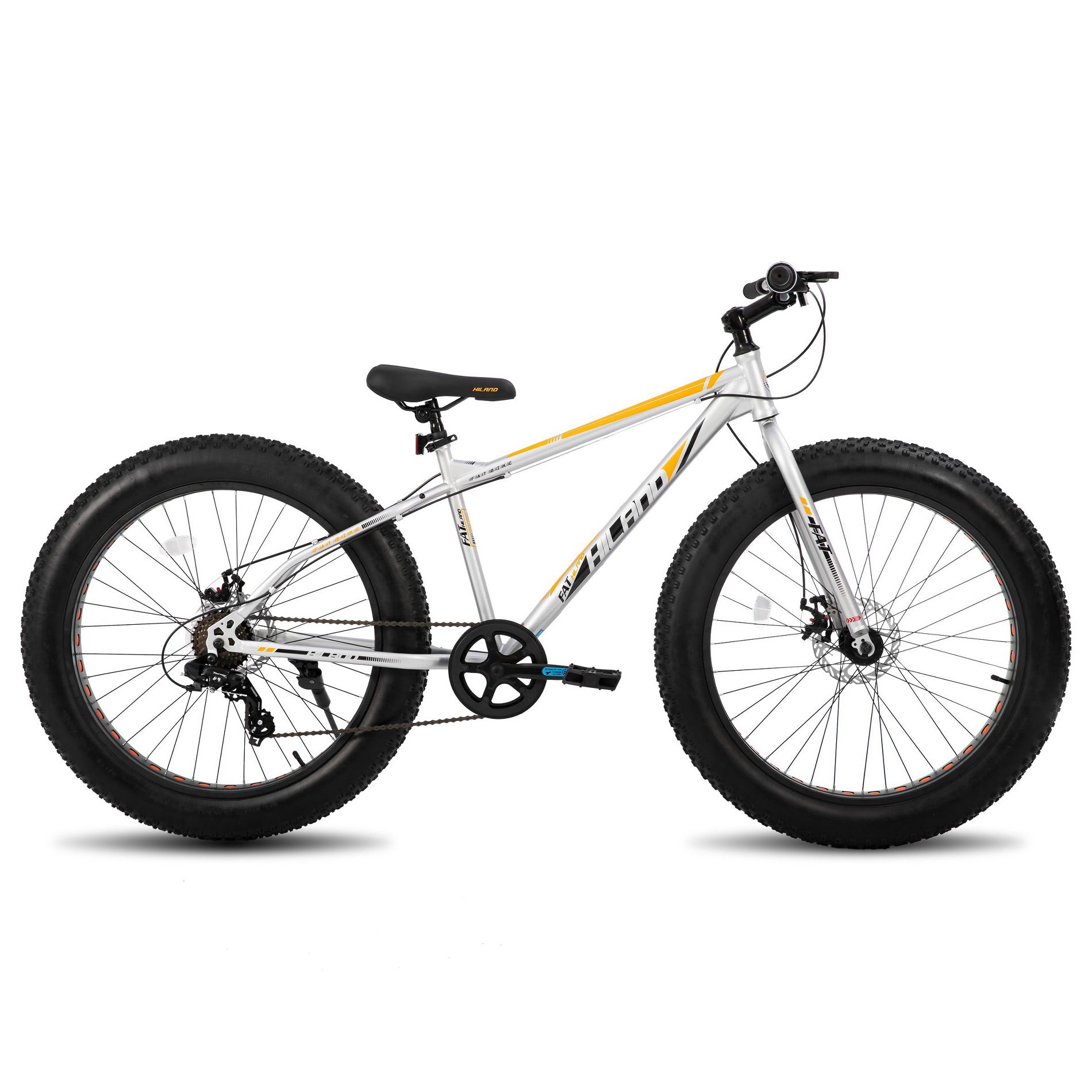 HILAND Fat Tire Mountain Bike, Silver, 24 inch