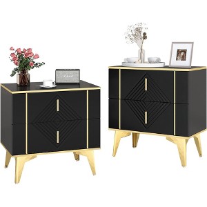TiranisuBest White Nightstand with Drawers:Black Nightstand Bedside Table,Modern Nightstand Wood Nightstand, Night Table for Bedroom Bed Stand - 1 of 4