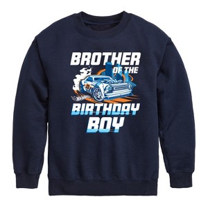 Boys' - Hot Wheels - Brother Of Birthday Boy Graphic Long Sleeve Fleece Sweatshirt - 1 of 4