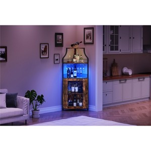 Corner Wine Rack, with Detachable Wine Rack, Bar Cabinet with Glass Holder, Small Sideboard and Buffet Cabinet with Mesh Door - 1 of 4