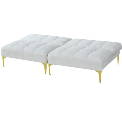 NicBex Couches for Living Room Convertible Sofa Bed Futon Teddy Comfy Upholstered Sofa with Gold Metal Legs