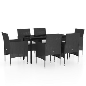 vidaXL Patio Dining Set Outdoor Dining Set Table and Chair Set for Garden - 55.1" Table Length Black 6 Items - 1 of 4