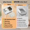 Phiestina Stainless Steel Cat Litter Box with Lid, Extra Large Pan with High Sides, Pedal Filter & Scoop, White - 3 of 4