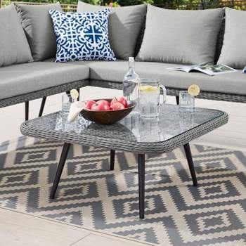 Modway Endeavor Outdoor Patio Wicker Rattan Square Coffee Table