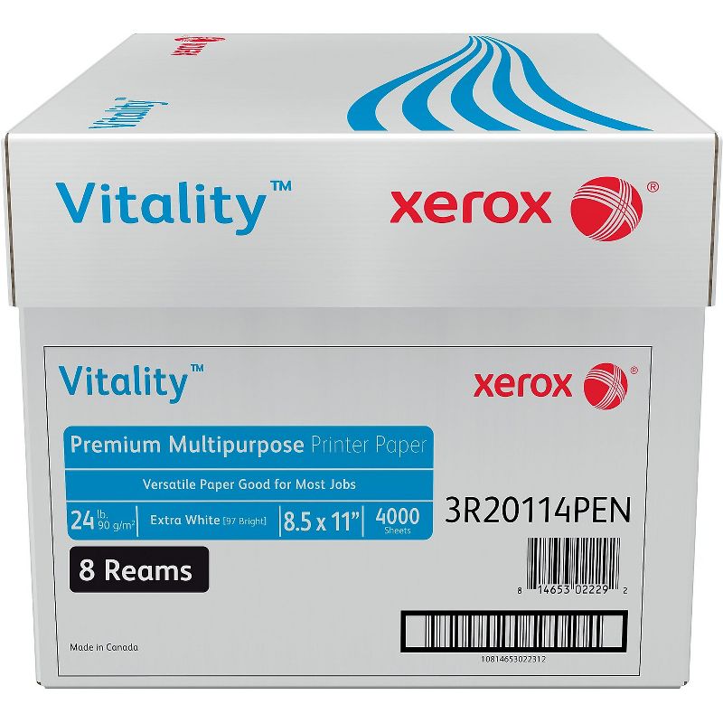 Xerox Vitality 8.5" x 11" Premium Multipurpose Paper 24 lbs. 97 Brightness 4000 Sheets/Carton (1001), 3 of 4