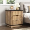 GlasFlength Nightstands Nightstand Modern Bedside Table Accent Bedside End Table with 3 Drawers for Bedroom Modern, Black, 19"*15.7"*17.5" - 2 of 4