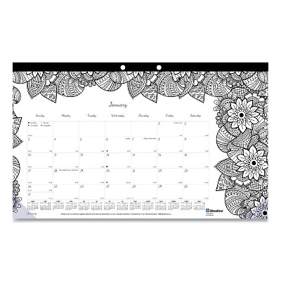 Blueline DoodlePlan Desk Calendar with Coloring Pages 17.75 x 10.88 2022 C2917001