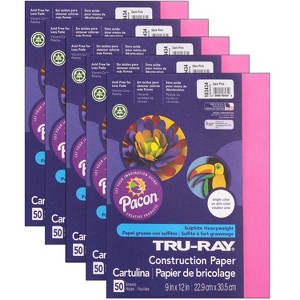 Tru-Ray® Construction Paper, Dark Pink, 9" x 12", 50 Sheets Per Pack, 5 Packs - 1 of 3