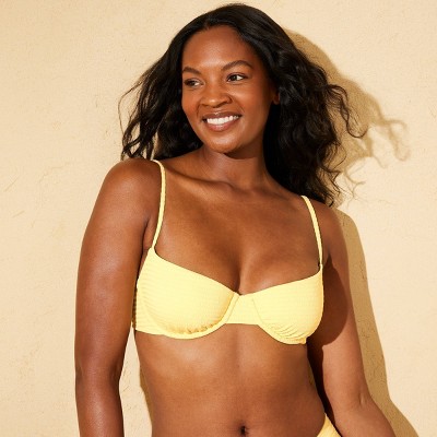 Shade & Shore Women's Seersucker Balconette Underwire Bikini Top - Shade & Shore™ Yellow M — фото 3