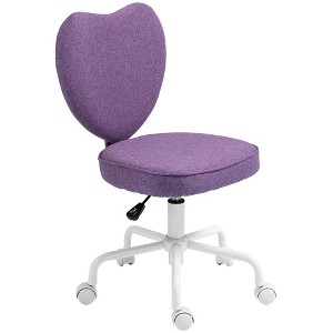 Aghana Digitals Purple Linen Office Chair with Heart Backrest, Adjustable Height & 360° Swivel - 1 of 4