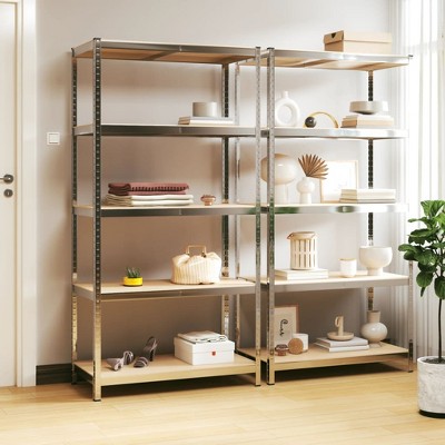 VidaXL 5-Layer Heavy-duty Shelves 2 pcs Silver Steel&Engineered Wood
