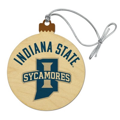 Indiana State University Sycamores Wood Christmas Tree Holiday Ornament