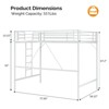 Karl Home White Loft Bed Full Size with Flat Rungs for Adults, Kids and Young Teens, No Box Spring Required - 2 of 4