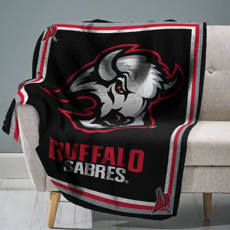 Sleep Squad Buffalo Sabres Goat Head Logo 60 x 80 Raschel Plush Blanket, 1 of 6