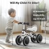 Allobebe Baby Balance Bike for Ages 1-3 – Adjustable Seat, Silent & Soft 4-Wheel Ride On White - 4 of 4