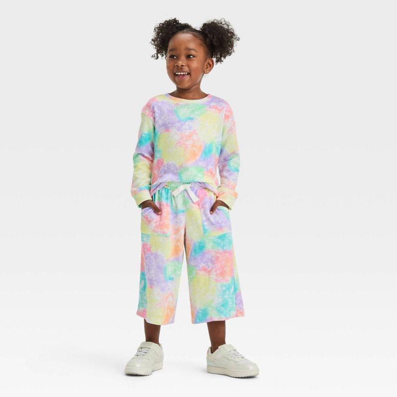 Toddler Girls' Rainbow Tie-Dye Fleece Sweatshirt - Cat & Jack™, 4 of 7