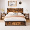 Homhougo King Bed Frame, Platform Full Size Bed Frame with Wood Headboard, Metal Full Bed Frame Brown Brown - 3 of 4