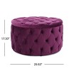 CAVINAS Modern Velvet Upholstered Ottoman Stool,Button Tufted Round Ottoman for Living Room,Bedroom - 4 of 4