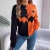 Clearlove Halloween  Pumpkin Colorblock Long Sleeve Pullover Sweater - 2 of 4
