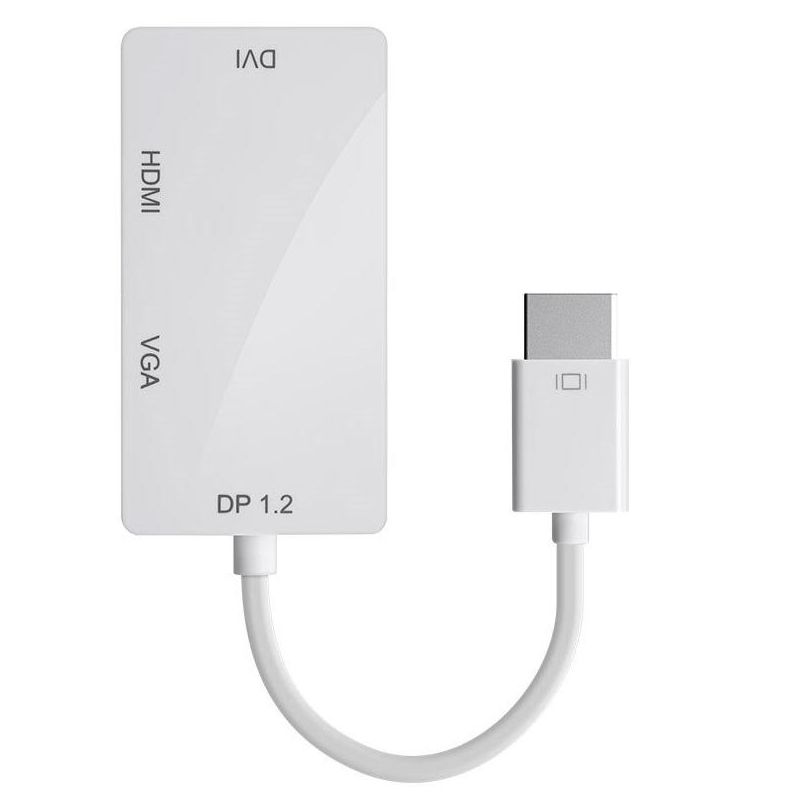 Monoprice DisplayPort 1.2a to 4K HDMI, Dual Link DVI, and VGA Passive Adapter, White, 2 of 5
