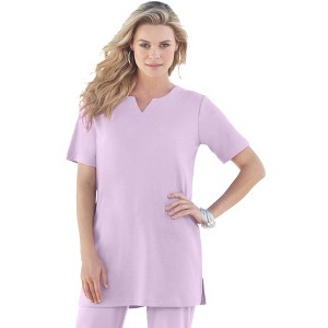 Roaman's Plus Size Soft Knit Tunic With Notch Neckline - 1 of 4