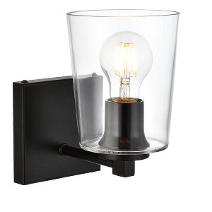 Elegant Lighting Kacey 1 light Black and Clear Bath Sconce - 1 of 4