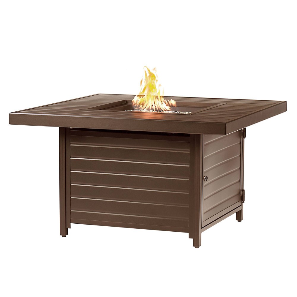 Photos - Coffee Table 42" Square Aluminum 55000 BTUs Propane Paneled Fire Table with 2 Covers 