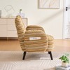 ORRD Modern Armchair with Storage Pocket, Sanded Fabric Upholstered Reading Chair, Solid Wood Legs for Living Room, Bedroom, Office，khaki - 2 of 4