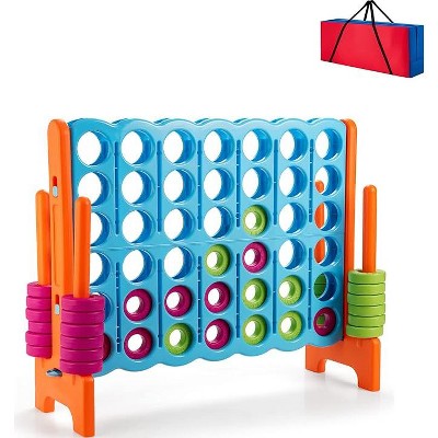 Costzon Giant 4-in-a-Row Game, Jumbo 4-to-Score Set with 42 Rings & Quick-Release Slider, Indoor/Outdoor Plastic Game for Kids & Adults (4ft x 3.5ft)