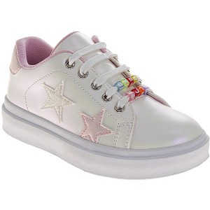 Badgley Mischka Glitter Stars Lace-Up Sneakers Girls - Glamorous Fashion Forward Sparkle Detail  (Little Kid – Big Kid) - 1 of 1