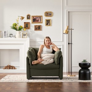 Oversized Warp Knitting Fabric Armchair Accent Chair with Removable Cushions and High Backrest for Living Room - 1 of 4