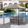 Outsunny 8' x 8' 3-Piece Patio Bar Set with Gazebo Canopy 2 Bar Stools and Bar Table with Storage Shelf for Poolside, Backyard, Garden - 3 of 4