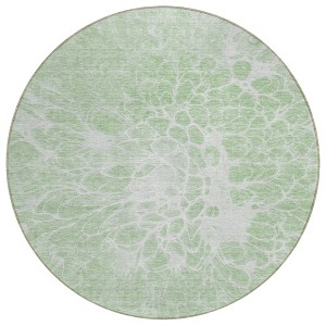 Mint Green And Ivory Abstract Washable Indoor Outdoor Area Rug - 1 of 4