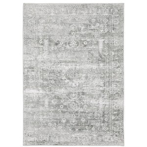 Micah Washable Distressed Oriental Indoor Area Rug Gray/Ivory - Captiv8e Designs - 1 of 4