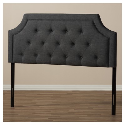 Mars Dark Gray Tufted Upholstered Full Headboard with Wood Legs